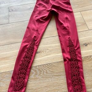 Carbon 38 Red macrame leg detailed leggings XS